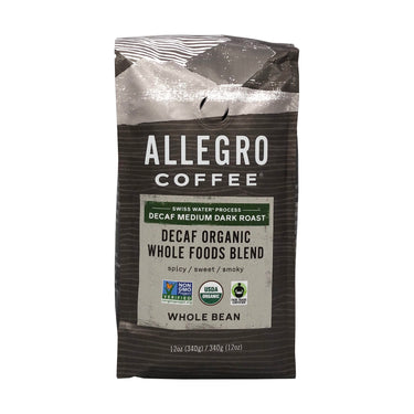 Allegro Coffee Decaf Organic  Blend Whole Bean Coffee, 12 oz
